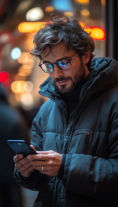 Businessman using smartphone in the office