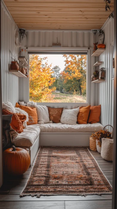 Container Home Interior with Fall Vibes