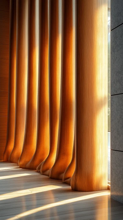 Wood Veneer Curtains in Modern Interior