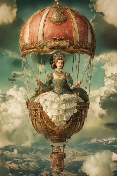 Empress Sisi Tarot Card in Hot Air Balloon