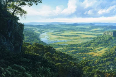 Jungle Plateau Vista Watercolour