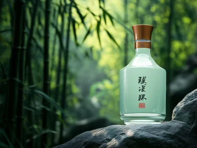 Studio Light with Chinese Liquor and Bamboo Forest Background