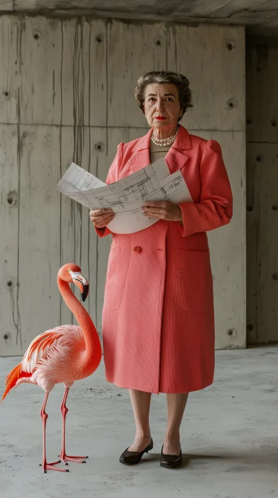 Golda Meir with a Flamingo