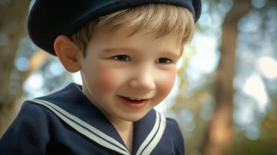 Excited Boy in Sailor Suit