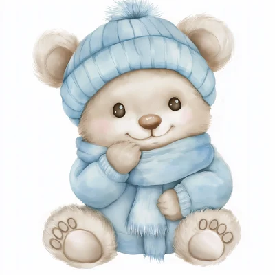 Newborn Baby Bear in Winter Outfit