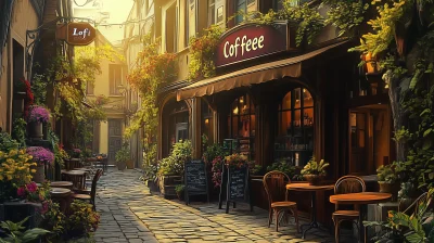 Autumn Morning Café Scene