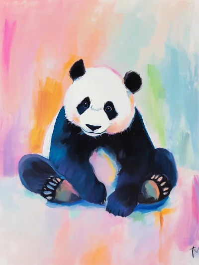 Pastel Panda Painting