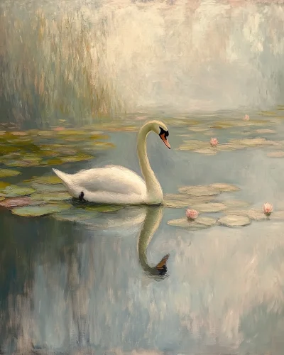 Swan on a Monet Painting