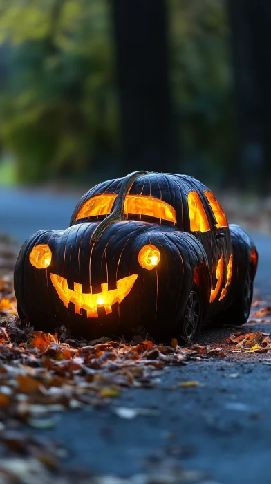 Pumpkin Car Halloween Decoration