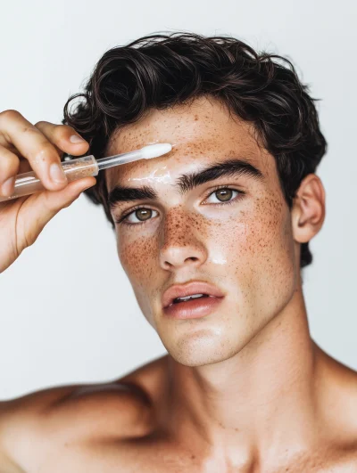 Male Model Applying Serum