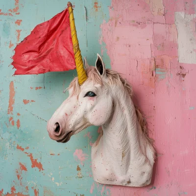 Unicorn with Red Flag