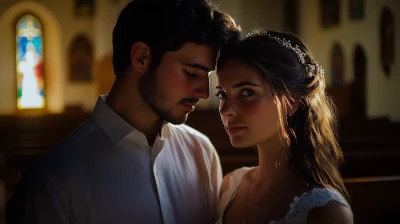 Romantic Portrait in Church