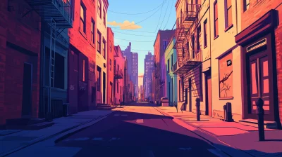 New York Alley Cartoon Illustration