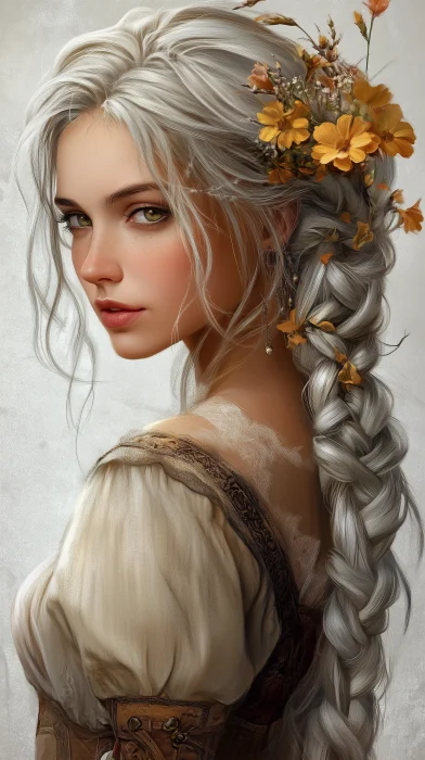 Silver Blonde Braided Hair Flower Fairy