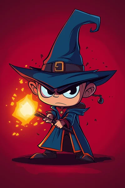 Chibi Wizard in Comic Books Style