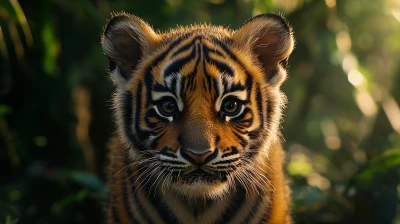 Wild Tiger Cub in Asian Jungle