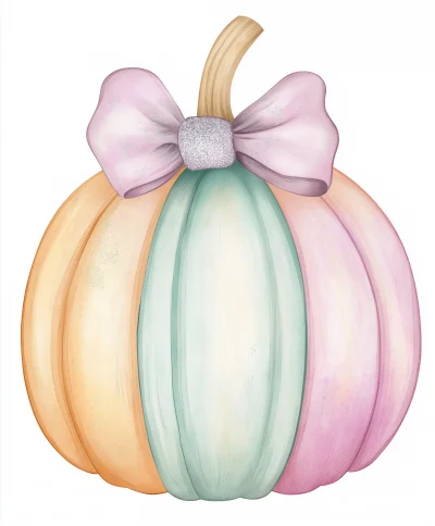 Pastel Easter-themed Halloween Pumpkin Illustration