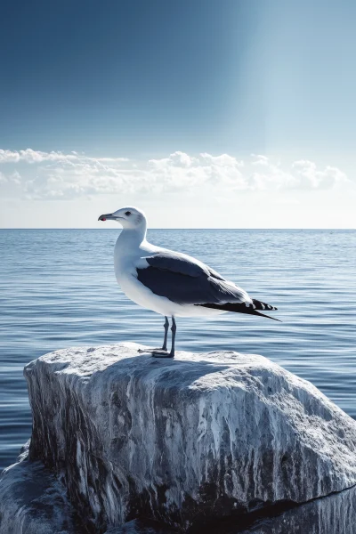 Seagull and Turtle on Shoreline