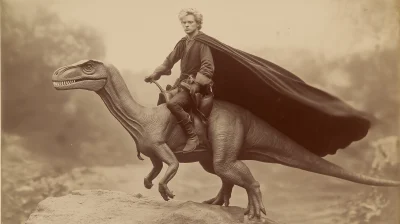 Medieval Man Riding Velociraptor