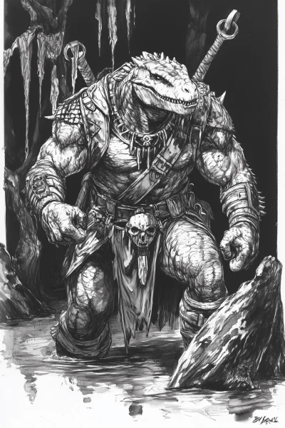 Fantasy Lizardman in Swamp