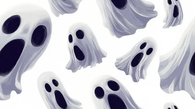 Halloween Ghosts Seamless Pattern