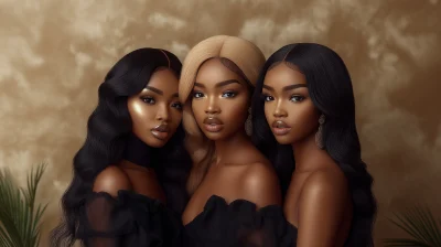 Three Black Women with Weaves and Wigs