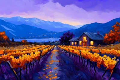 Twilight at Autumn Vineyard