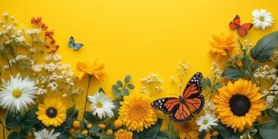 Colorful Flower Garland with Mini Butterflies