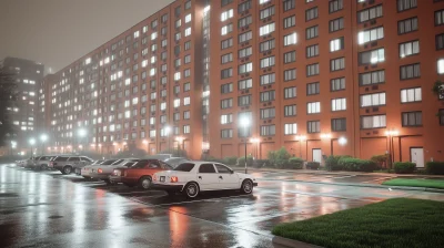 Nighttime Gritty Scene at Toronto Housing Project