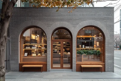 Urban Coffee Shop Entrance in Seoul