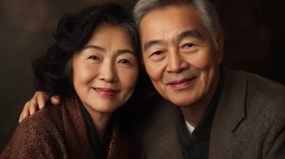 Portrait of an Asian couple in their 60’s