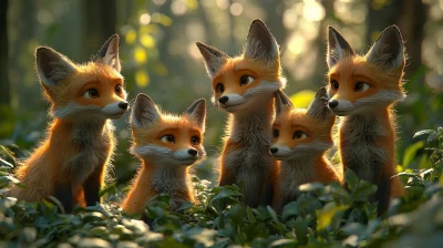 Foxes Gathering in the Jungle