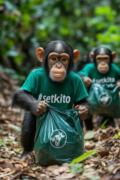 Chimpanzees cleaning up the jungle