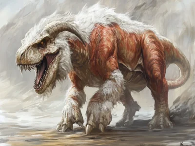 Furry Tyrannosaurus with Goat Horns