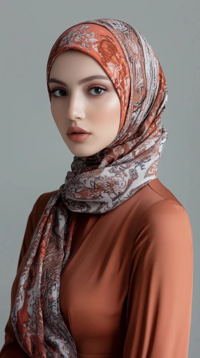 Hijabi Woman in Chic Dress and Scarf