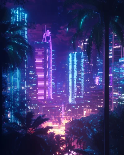 Retro Cyberpunk City at Night