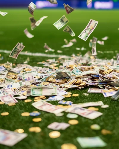 Money Rain on Soccer Pitch