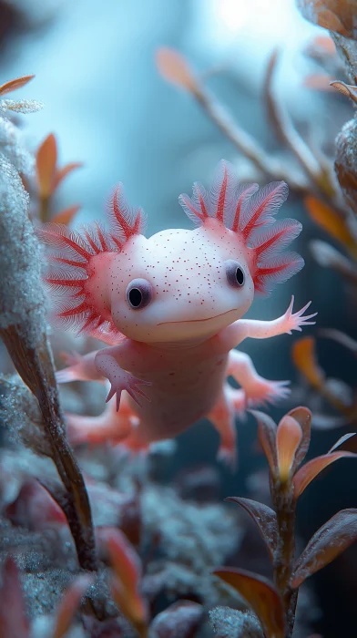 Axolotls in Aquarium