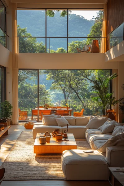 Comfortable Living Room with Balcony View