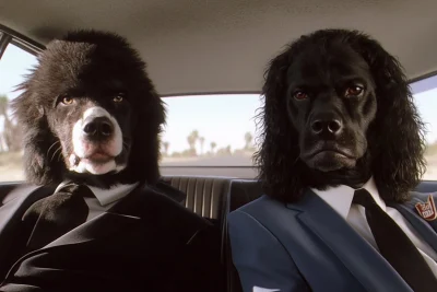 Anthropomorphic Dogs in Gangster Style