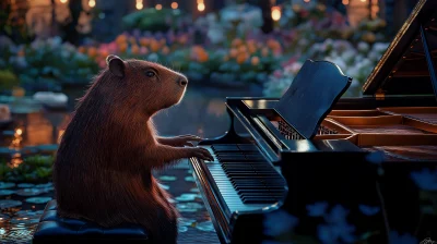 Capybara Playing Grand Piano Nocturne