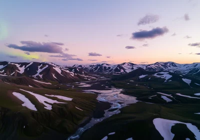 Twilight over Landmannalaugar in the Icelandic Highlands