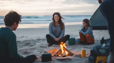 Family Camping on the Beach