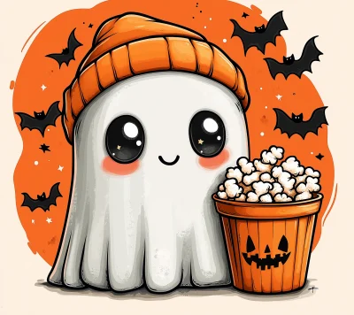 Cute Little Ghost with Orange Beanie