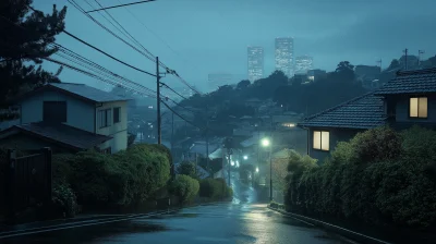 Quiet Rainy Night Street