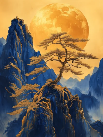 Golden Pine Tree on Mount Huangshan