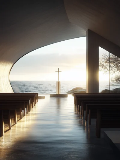 Minimalist Catholic Church by the Sea