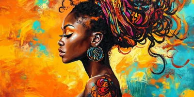 Flowing African Woman Painting Patterns