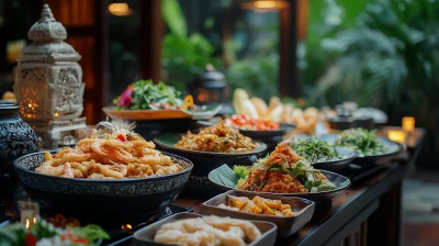 Elegant Thai Food Serving Setup