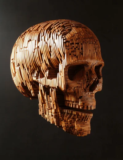 Wooden Skull Artwork